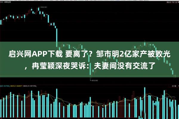 启兴网APP下载 要离了？邹市明2亿家产被败光，冉莹颖深夜哭诉：夫妻间没有交流了