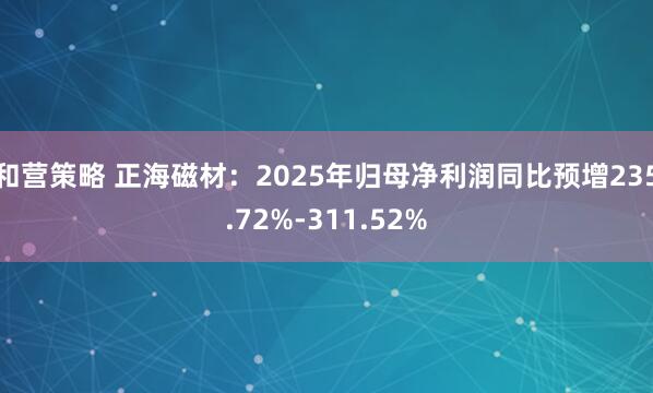 和营策略 正海磁材：2025年归母净利润同比预增235.72%-311.52%